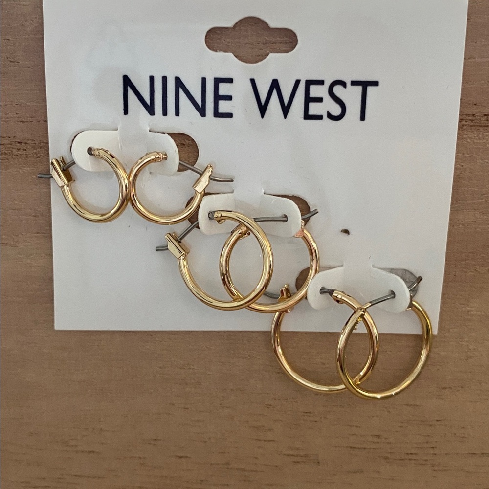 Nine West Gold Hoop Earrings Set